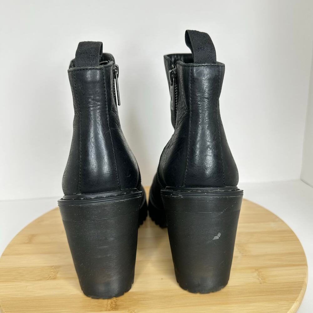 Dr. Martens Magdalena Black Leather Heeled Chelsea Chunky Lug Boots Size 8 - Picture 4 of 6